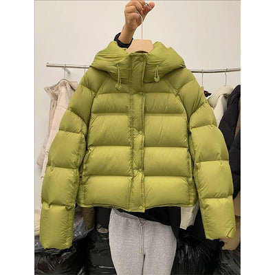 Chaqueta Acolchada Suelta con Capucha - Colores Sólidos Otoño Invierno - Image 10