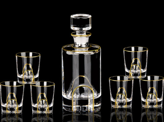 Juego de Copas de Cristal para Whisky y Vino con Detalles Dorados - Image 29