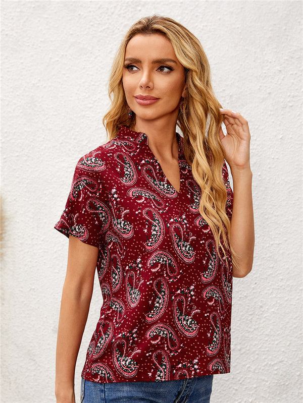 Blusa Holgada Semitransparente de Manga Larga con Estampado