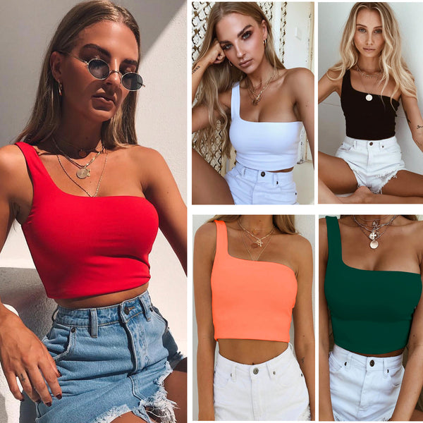 Top Asimétrico Sexy de Verano - Blusa Crop Sleeveless para Mujer