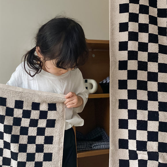 Toallas de Algodón Peinado Tejidas con Diseño Cuadrícula Padre e Hijo