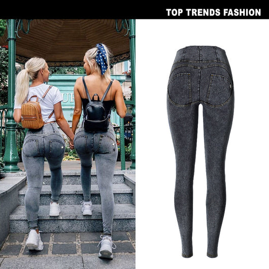 Pantalones Yoga Cintura Alta Stretch Efecto Denim para Mujer - Image 4