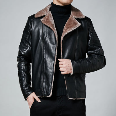 Chaqueta Slim Fit con Solapa y Forro de Terciopelo Acolchado