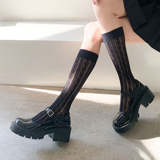 Calcetines JK Lolita Japonesa con Diseño Hueco y Detalle de Corazón - Image 11