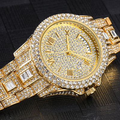 Reloj de Negocios Elegante Doble Calendario con Diamantes y Movimiento de Cuarzo - Image 12
