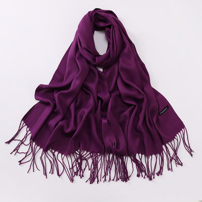 Bufanda Larga de Cashmira Suave - Color Liso para Otoño e Invierno - Image 40