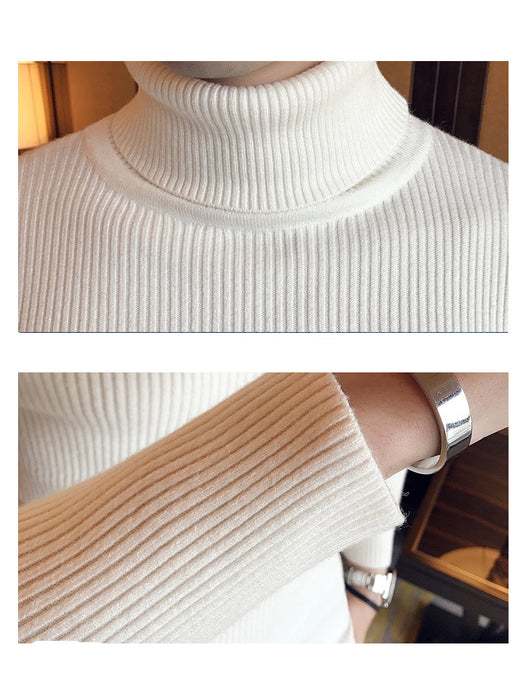 Suéter Cuello Alto Slim Fit en Colores Sólidos para Hombre - Image 12