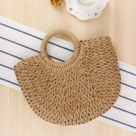 Bolsa de Playa Redonda Tejida a Mano - Bolso Cruzado de Ratán para Mujer - Image 20
