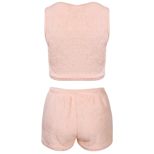 Conjunto de Pijama de Tres Piezas de Felpa Suave para Casa - Image 19