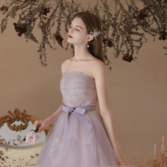 Vestido Largo Escotado en Púrpura para Mujer - Image 2