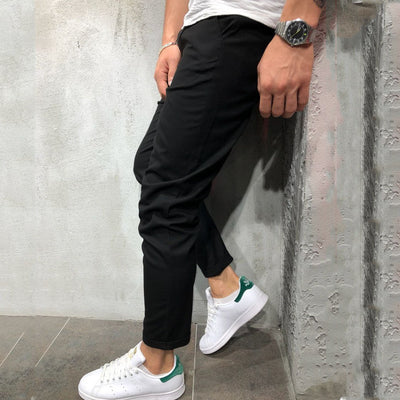 Pantalones Casuales Slim Fit en Tela Tejida Color Sólido para Hombre - Image 14