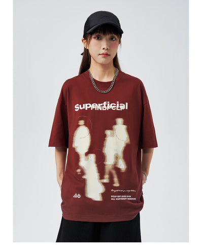 Blusa Suelta Cuello Redondo Manga Corta con Efecto Desenfoque - Image 10