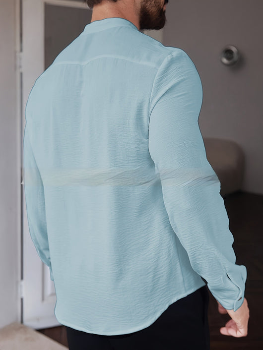 Camisa Manga Larga Plisada Personalizable para Hombre - Tela Suave y Cómoda - Image 10