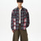 Camisa Cuadriculada Patchwork Vintage Manga Larga Unisex