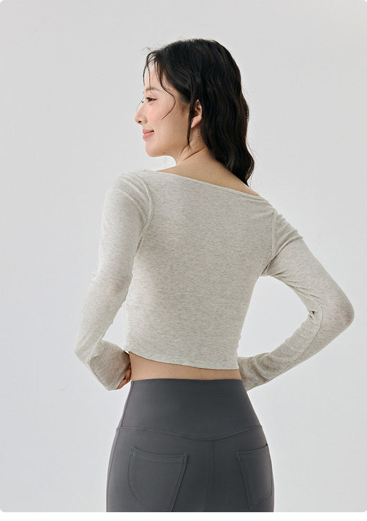 Top de Yoga Ajustado de Manga Larga - Diseño Reductivo para Fitness y Running - Image 26