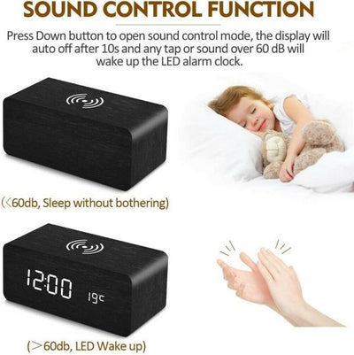 Reloj Despertador Inteligente de Madera con Carga Inalámbrica y Control por Voz - Image 27