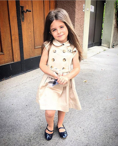 Vestido Tricolor sin Mangas con Doble Botonadura para Niñas - Image 11