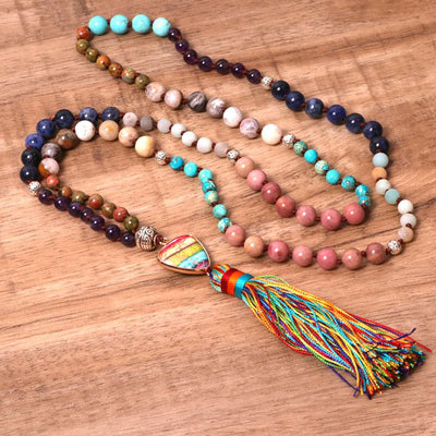 Collar Bohemio con Piedras Coloridas y Borla de Tassel - Image 8