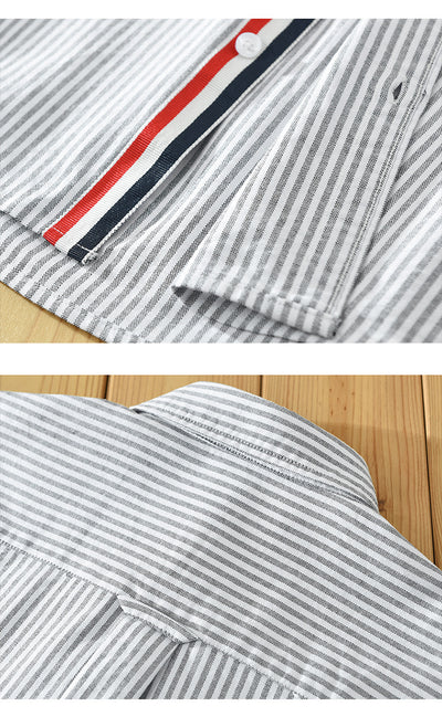 Camisa Casual Manga Larga a Rayas Verticales Estilo Japonés para Hombre - Image 11