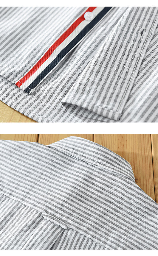 Camisa Casual Manga Larga a Rayas Verticales Estilo Japonés para Hombre - Image 11