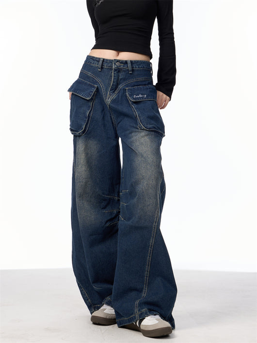 Pantalones Vaqueros Anchos de Cintura Alta con Bolsillos Funcionales - Image 24