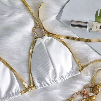 Bikini Strapless con Detalles Dorados - Image 10