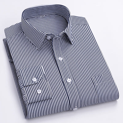 Camisa de Trabajo Manga Larga a Rayas Azules para Hombre - Image 5