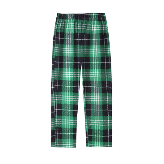 Christmas "ELF Squad" pajama set with white and black raglan long-sleeve top and green plaid pants. - Image 5