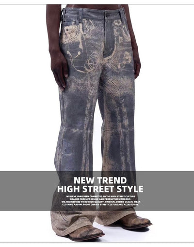 Jeans Rectos Lavados con Patrón Distressed en Tonos Neutros - Image 12