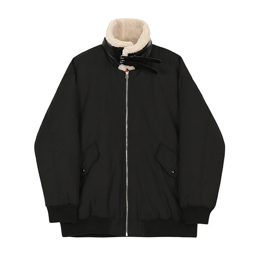 Chaqueta Acolchada de Lana de Cordero Gruesa para Hombre - Cuello Alto Cálido - Image 5