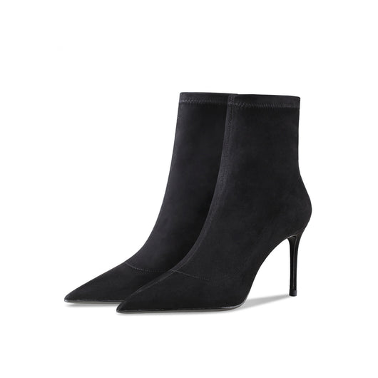 Botines de Tacón Alto en Cuero y Gamuza con Stretch - Image 13