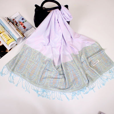 Foulard Étnico de Cachemira Dual-uso con Jacquard y Borlas - Image 36