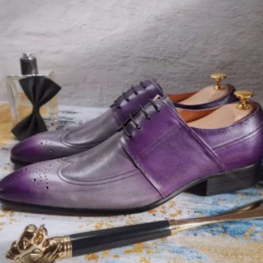 Zapatos Hombre Degradado Púrpura con Cordones y Tacón Bajo - Image 7