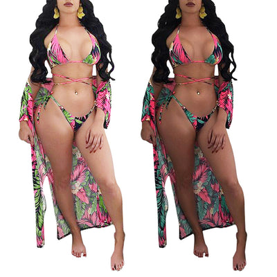 Bikini de Tres Piezas Estampado con Capa - Image 13