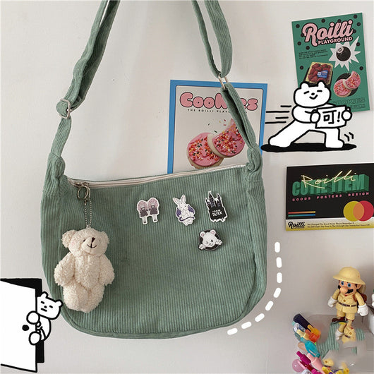 Bolsa Retro Vintage con Diseño de Dumpling - Bandolera de Pana con Asa Única - Image 20