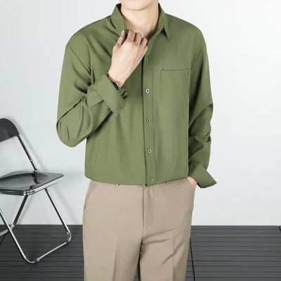 Camisa Suelta de Lino Coreana con Drapeado Elegante - Image 4