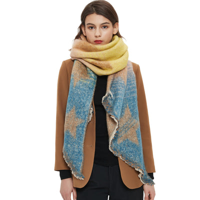 Chal Cálido Mujer Tejido Jacquard Combinado Otoño Invierno XINGX - Image 2