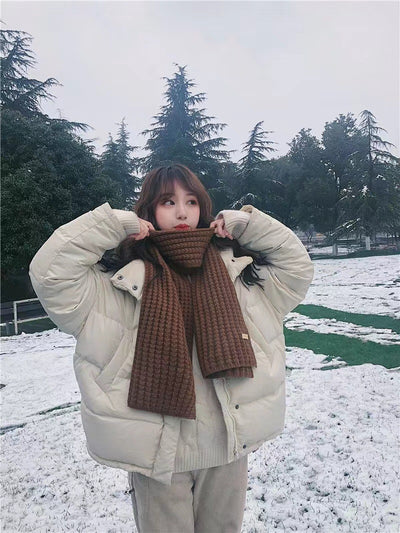 Bufanda Mujer Otoño Invierno Versión Coreana Lana Tejida Color Sólido - Image 8