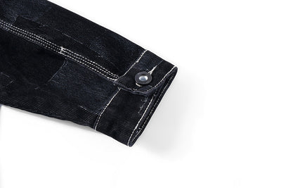 Chaqueta Denim Vintage con Paneles Texturizados para Hombre - Image 21