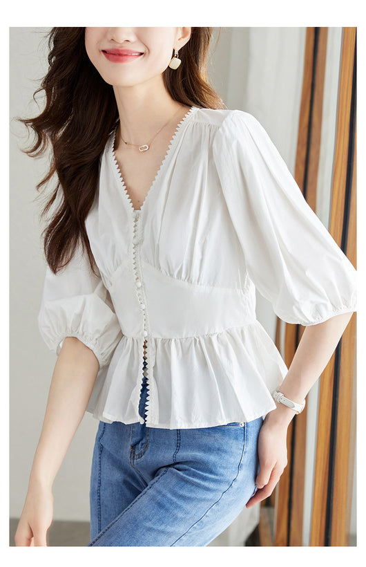 Blusa Fresca de Cuello en V para Mujer - Cómoda y Elegante - Image 19