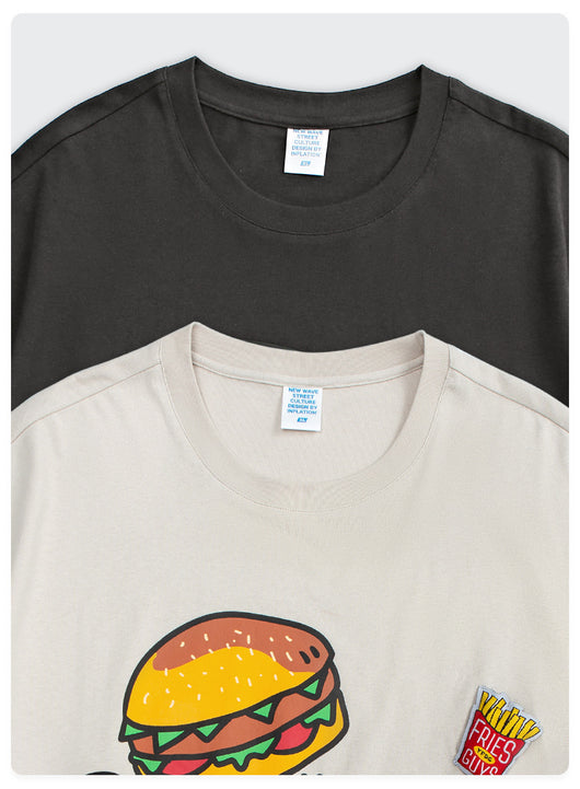 Playera Holgada Estampado Hamburguesa y Papas Fritas Cartoon - Image 13