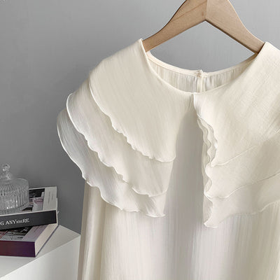Blusa Retro Francesa Manga Larga con Volantes de Pétalos para Mujer - Image 8