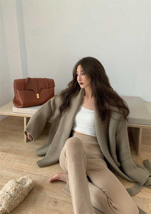 Cardigan Holgado con Pantalón Bootcut de Cintura Alta - Image 7
