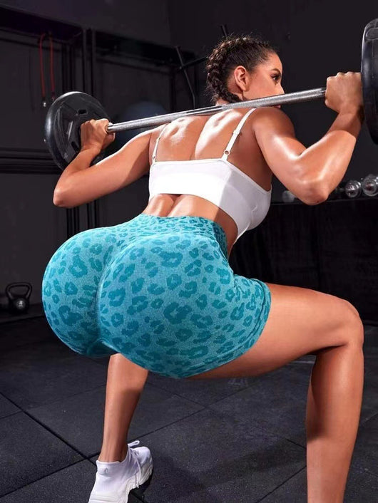 Shorts Yoga Cintura Alta Estampado Leopardo para Fitness - Image 34
