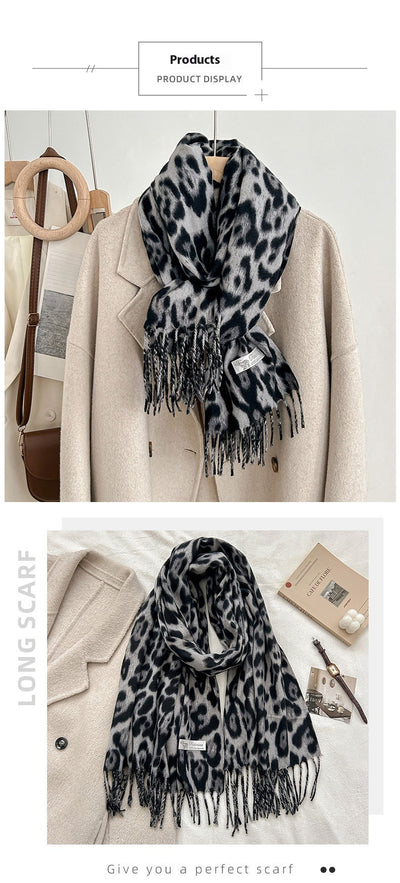 Bufanda Vintage Estampado Leopardo en Cashmira Artificial para Mujer - Image 13