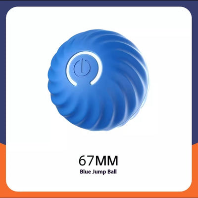 Blue gravitational jumping pet ball with a power button, shown next to an orange replacement shell for the toy. - Image 16