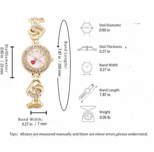 Reloj de Pulsera Dama con Diamante en Forma de Corazón y Esfera Pequeña - Image 15