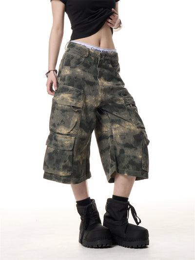 Pantalones Cargo Cortos Camuflaje Retro - Diseño Holgado Unisex con Múltiples Bolsillos - Image 5