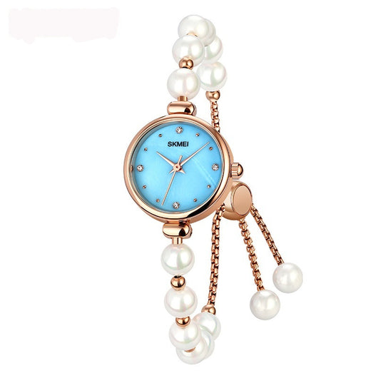 Reloj de Cuarzo Elegante para Mujer con Correa de Piedra Natural y Perla - Image 4