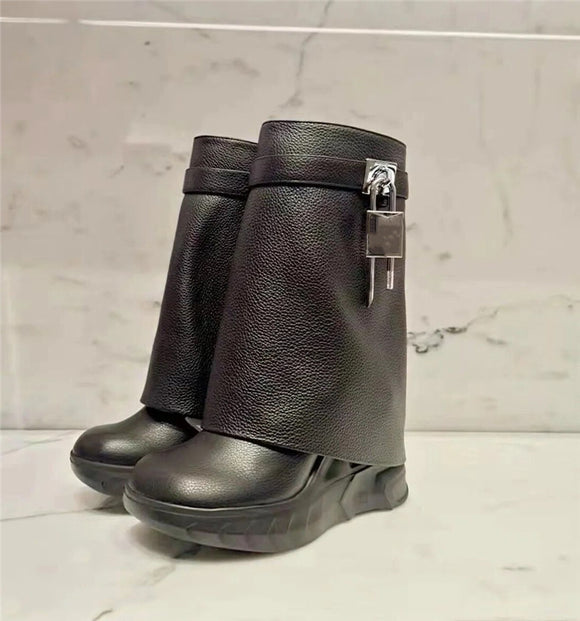 Botas Oversized de Felpa para Mujer - Largo Medio
